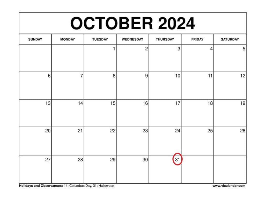 October 2024 Calendar